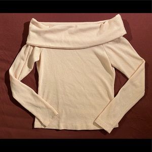 Light pink off-the-shoulder sweater